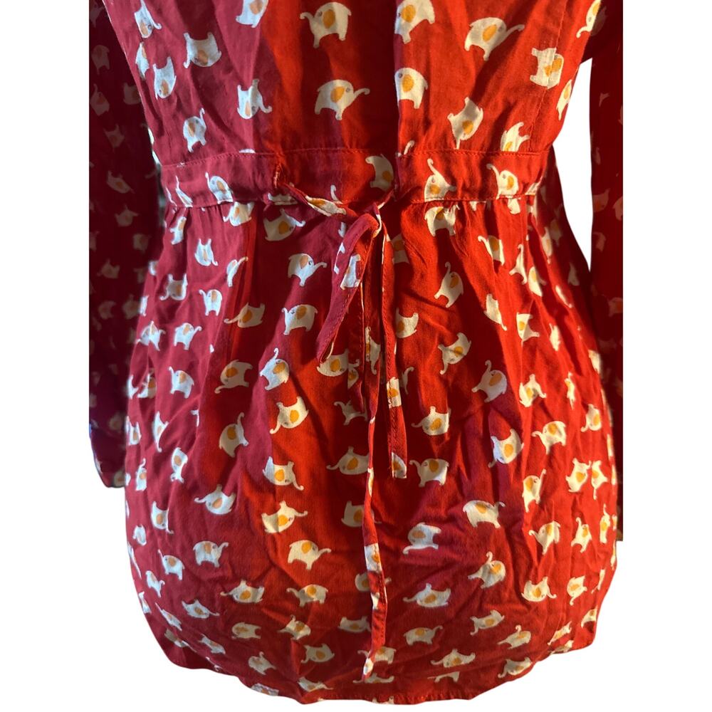 M Modcloth Red Safari As I Can See Elephant Print… - image 5